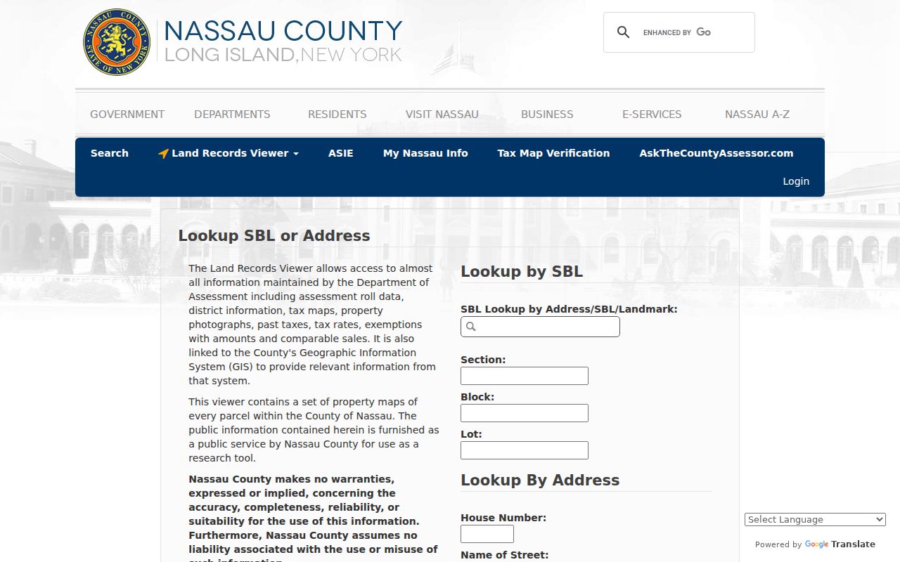 Oyster Bay residents directory Nassau assessor search fields