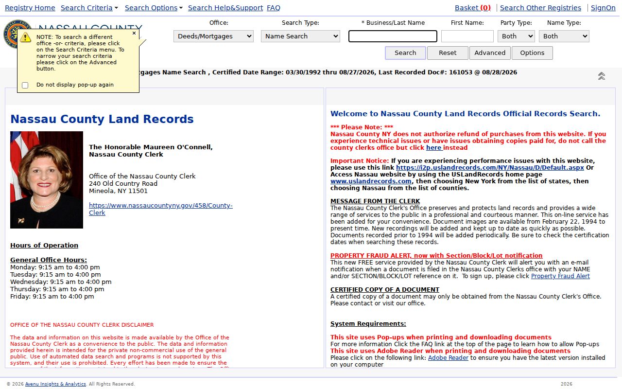 Oyster Bay previous residents research using the Nassau deed index